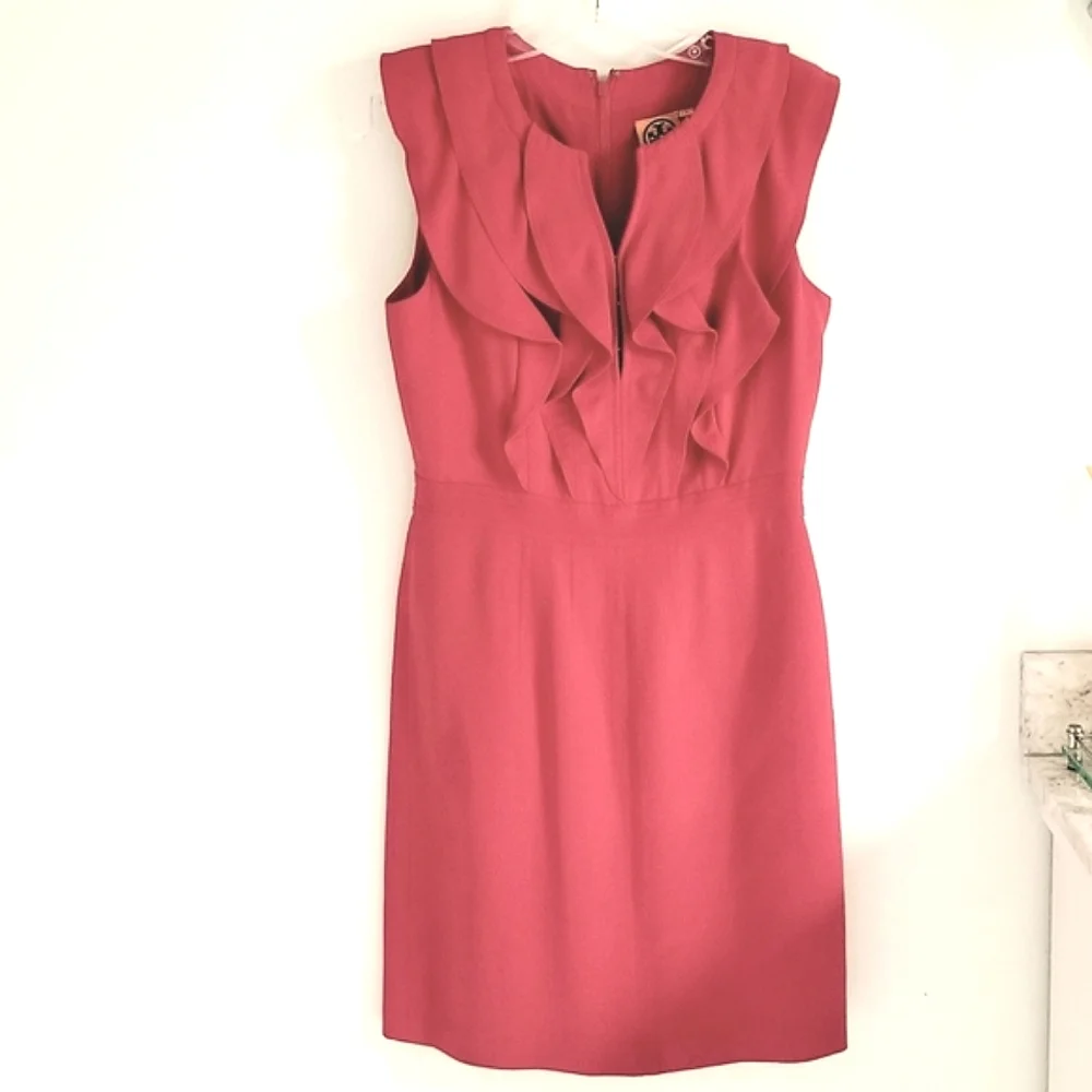 Tory Burch Red Silk sleeveless ruffle dress
